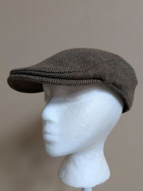 Stetson Brown Herringbone Newsboy Cap Wool Blend Ivy Hat